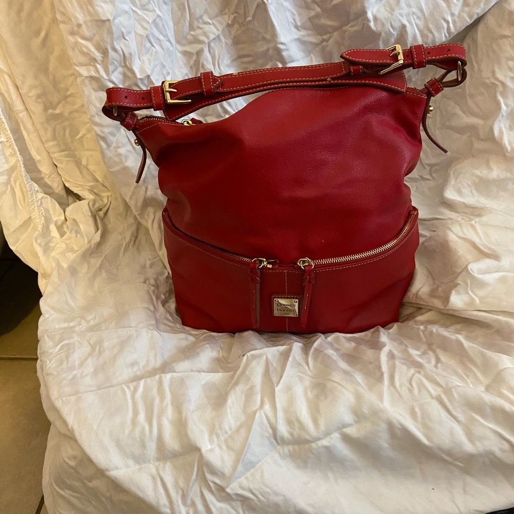 Red Donney & Burke pebbled leather